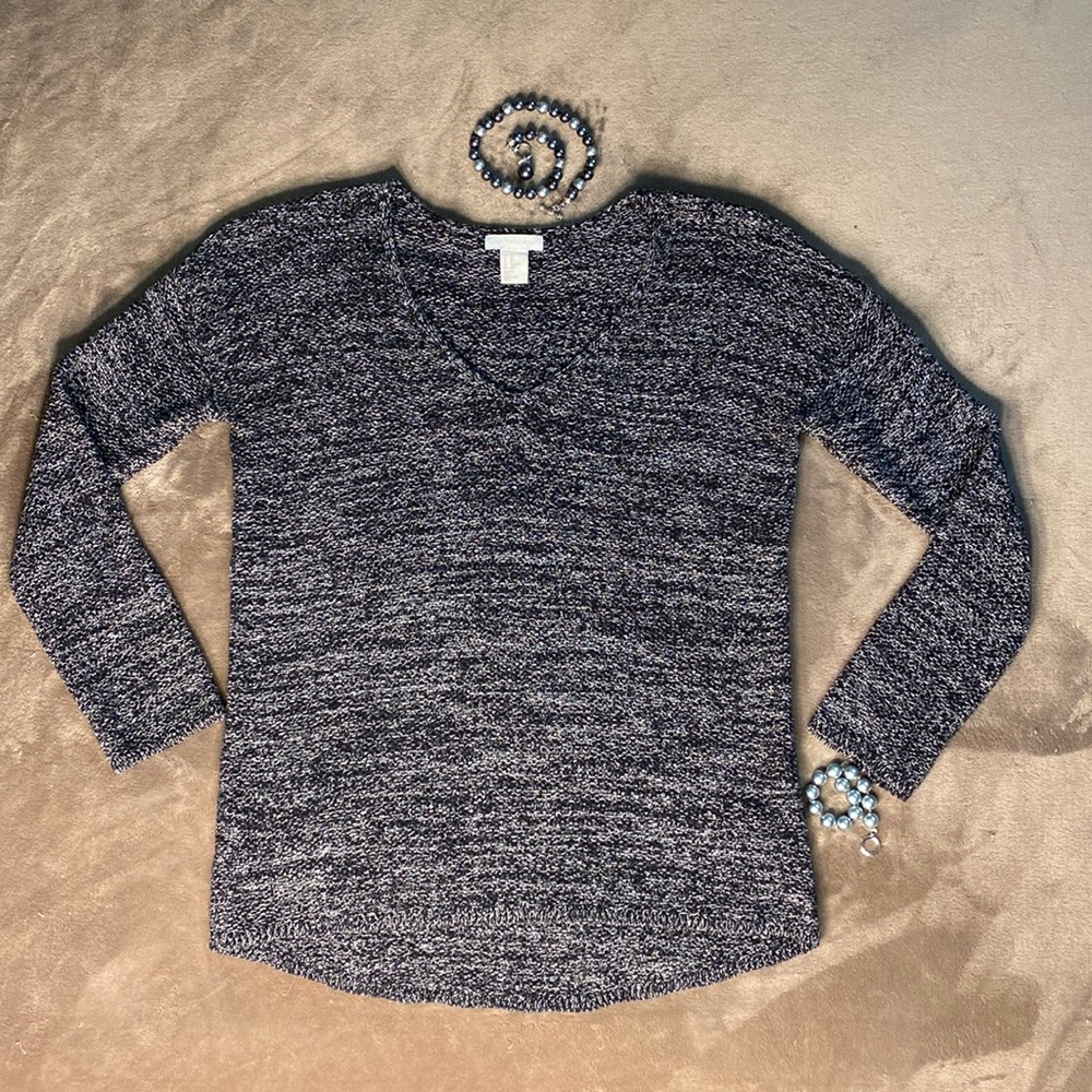 H&M Women’s Long Sleeve, V-Neck Sweater, Grey, Size XS
